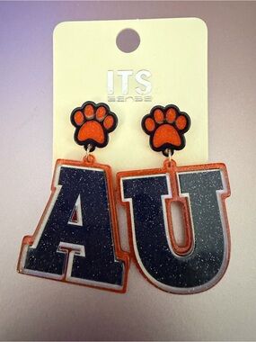 ITS SENSE Orange Paw & AU Letter Dangle Earrings